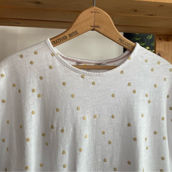 Boden White Metallic Gold Dots Faye Jersey T-shirt Dress - Picture 9 of 16